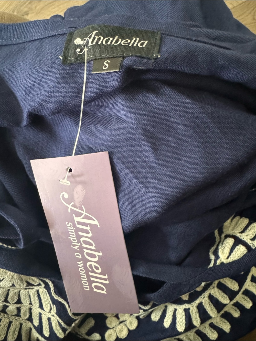 Annabella Embroidered Navy Maxi Dress with Side Slit, Size S - Picture 11 of 11